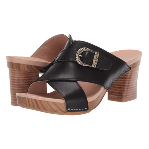 Dansko Women's Amy Slip On Heeled Sandal Black Burnished 40 | Dansko Amy Black Burnished 40 - NO BOX