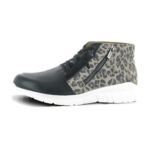 Naot Women's Polaris High Top Sneaker Soft Black/Cheetah | Naot 18022 NRC Soft Black