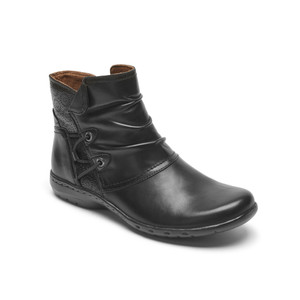 Cobb Hill Women's Penfield Ruched Bootie Black Leather | Cobb Hill CI6907 Black Leather
