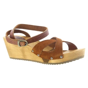 Sanita Women's Wood Thalia Wedge Flex Sandal Cognac | Sanita 457214 Cognac