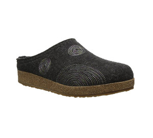 Haflinger Women's GZ Spirit Clog Charcoal Circle Embroidery | Haflinger GZ Spirit Charcoal