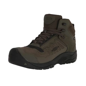 KEEN Men's Reno Mid KBF WP Carbon Toe Work Boot Dark Olive/Black | KEEN 1027102 Dark Olive/Black