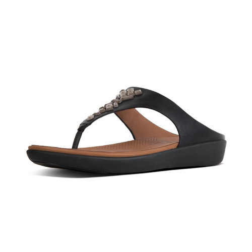 Fitflop Women's Banda II Leather Thong - Black | Discount Fitflop Ladies Sandals & More - Shoolu