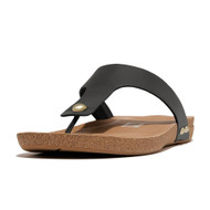 Fitflop Women's IQushion Leather Toe-Post Sandal Black