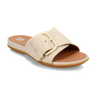 Fitflop Women's Gracie Maxi Buckle Leather Slide Sandal Stone Beige