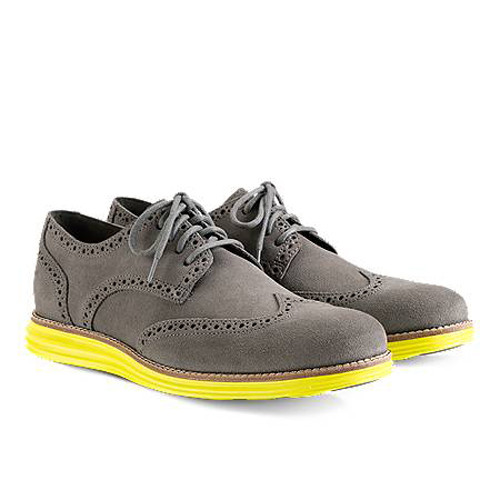 Cole Haan LunarGrand Wing Tip Charcoal Grey Suede Mens 