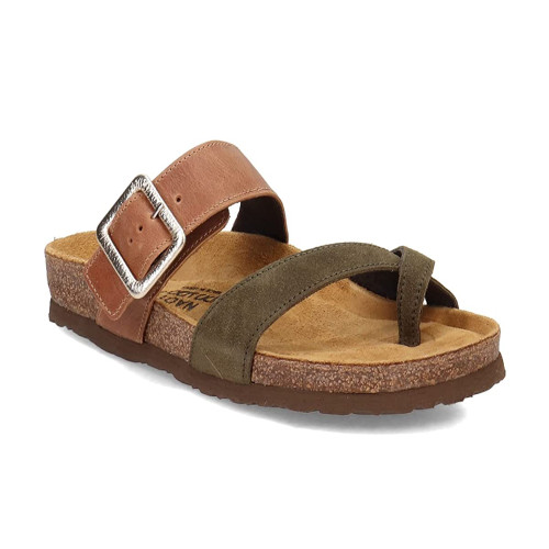 Naot Women's Geneva Leather Sandal - Comfort Footbed, Buckle Strap, Brown Haze (Size 37)