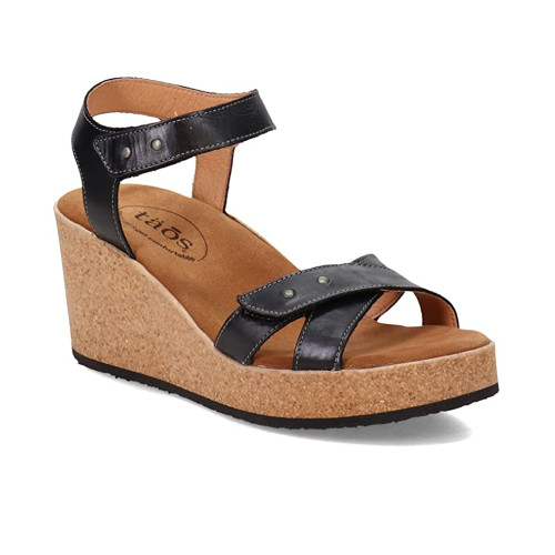 Taos Women's Lexie Wedge Sandal - Black | Discount Taos Ladies Sandals ...