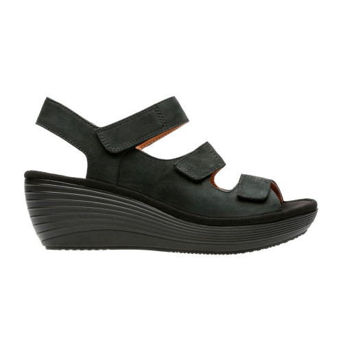 Clarks Women's Reedly Juno Wedge Sandal - Black | Discount Clarks ...