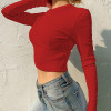 O-NECK LONG SLEEVE EDGY CROP TOP-Cosmique Studio-Aesthetic-Egirl-Grunge-Clothing