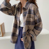 AESTHETIC VINTAGE WOOLEN PLAID SHIRT-aesthetic-clothing-cosmiquestudio.com
