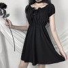 GOTHIC BLACK SEXY MINI DRESS-aesthetic-clothing-cosmiquestudio.com