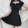 GOTHIC BLACK SEXY MINI DRESS-aesthetic-clothing-cosmiquestudio.com