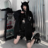 GRUNGE GIRL DEVIL EARS ZIP-UP BLACK HOODIE-Cosmique Studio-Aesthetic-Outfits