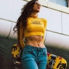 written and directed by quentin tarantino crop top in yellow