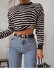 EDGY LONG SLEEVE CROP SWEATSHIRT - Cosmique Studio - Aesthetic Outfits