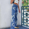 Y2K AESTHETIC HEART PRINTED JEANS - Cosmique Studio - Aesthetic Outfits