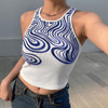 INDIE AESTHETIC WAVE PRINT TANK TOP - Cosmique Studio - Aesthetic Clothes