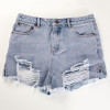 EDGY AESTHETIC RIPPED OUT BLUE JEAN SHORTS