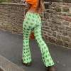 Y2K AESTHETIC HEART SHAPE PRINT GREEN PANTS