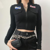 GRUNGE BIKER STYLE CROPPED BLACK JACKET