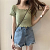SOFT GIRL AESTHETIC KNITTED SHORT SLEEVE CROP TOP