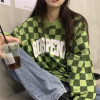 90S AESTHETIC PLAID SUSPEND GREEN OVERSIZE SWEATSHIRT