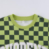 90S AESTHETIC PLAID SUSPEND GREEN OVERSIZE SWEATSHIRT