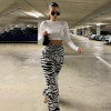 Y2K Aesthetic Zebra Pattern High Waist Black Pants
