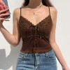 Fairy grunge aesthetic brown lace halter top