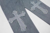 Cross Embroidered Baggy Men Jeans