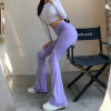 Y2K PURPLE RIBBED FLARE PANTS - Cosmique Studio - Aesthetic Outfits