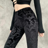 Gothic Velvet Embossed Flare Pants