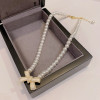 Coquette Pearl Ribbon Necklace