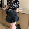 Y2k Pleated Denim Mini Skirt