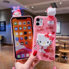 Sanrio aesthetic character my melody and hello kitty phone case with bracket and holder strap rope