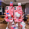 Sanrio aesthetic character my melody and hello kitty phone case with bracket and holder strap rope