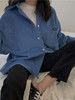 dark academia corduroy blue shirt