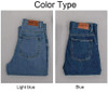 high waist ladies denim jean in light blue and dark blue