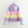 RAINBOW PASTEL FLUFFY PADDED WARM JACKET-Cosmique Studio