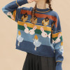 AESTHETIC RETRO CUTE RABBIT SWEATER-Cosmique Studio