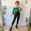 DREAMY VINTAGE FOREST GREEN JEANS-Cosmique Studio - Aesthetic Clothing