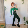 DREAMY VINTAGE FOREST GREEN JEANS-Cosmique Studio - Aesthetic Clothing