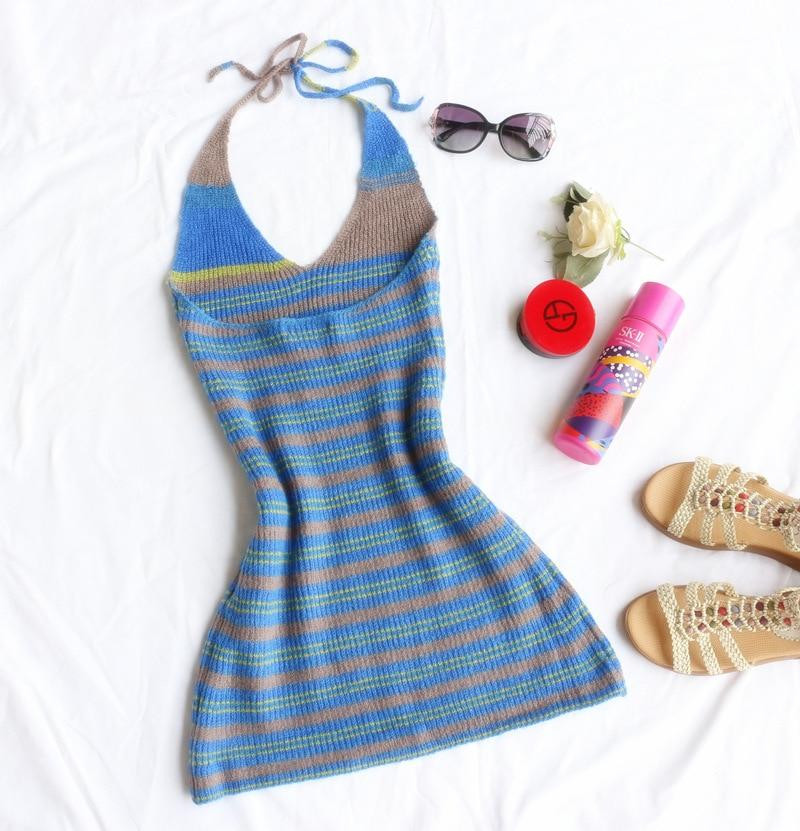 Y2K STRIPED KNIT MINI DRESS