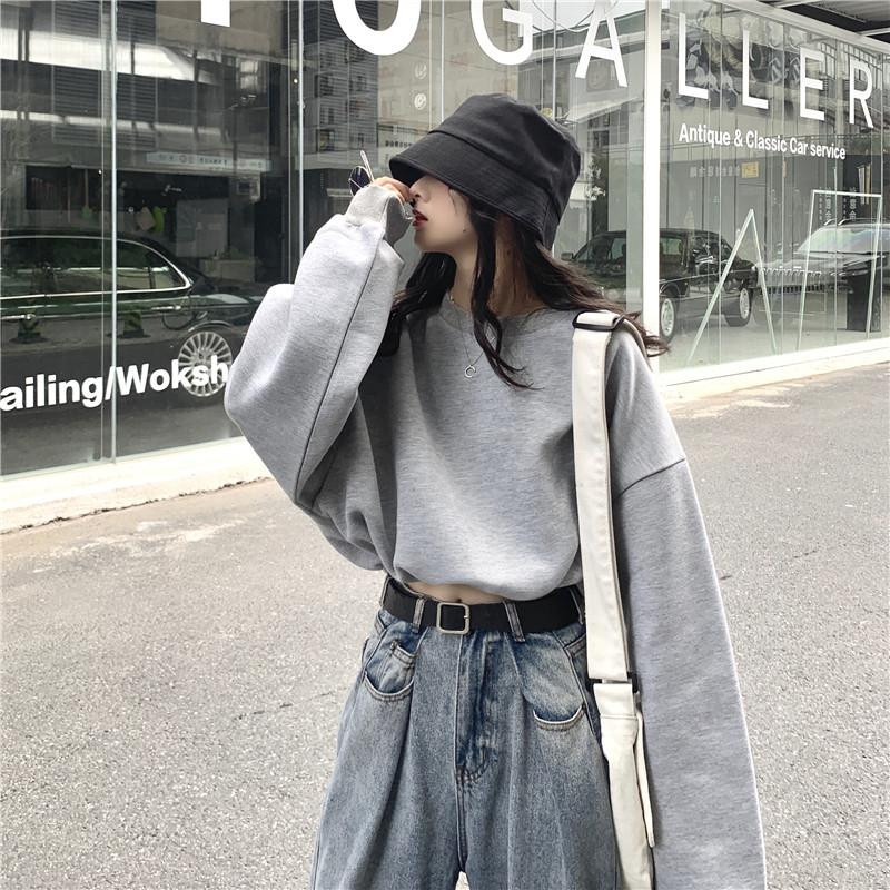 KOREAN OVERSIZE CROP SWEATSHIRT - Cosmique Studio