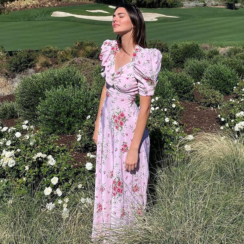 COTTAGECORE FLORAL PINK MAXI DRESS - Cosmique Studio
