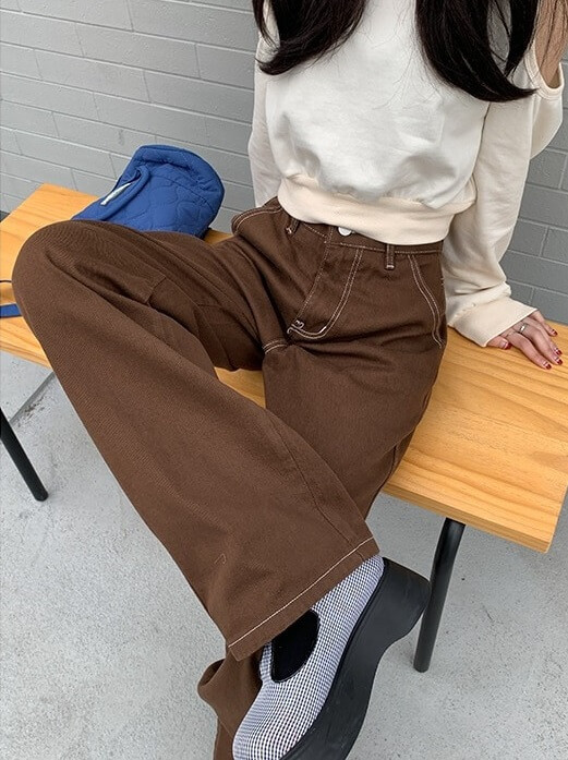 Fairy Grunge Brown Denim Pants - Cosmique Studio