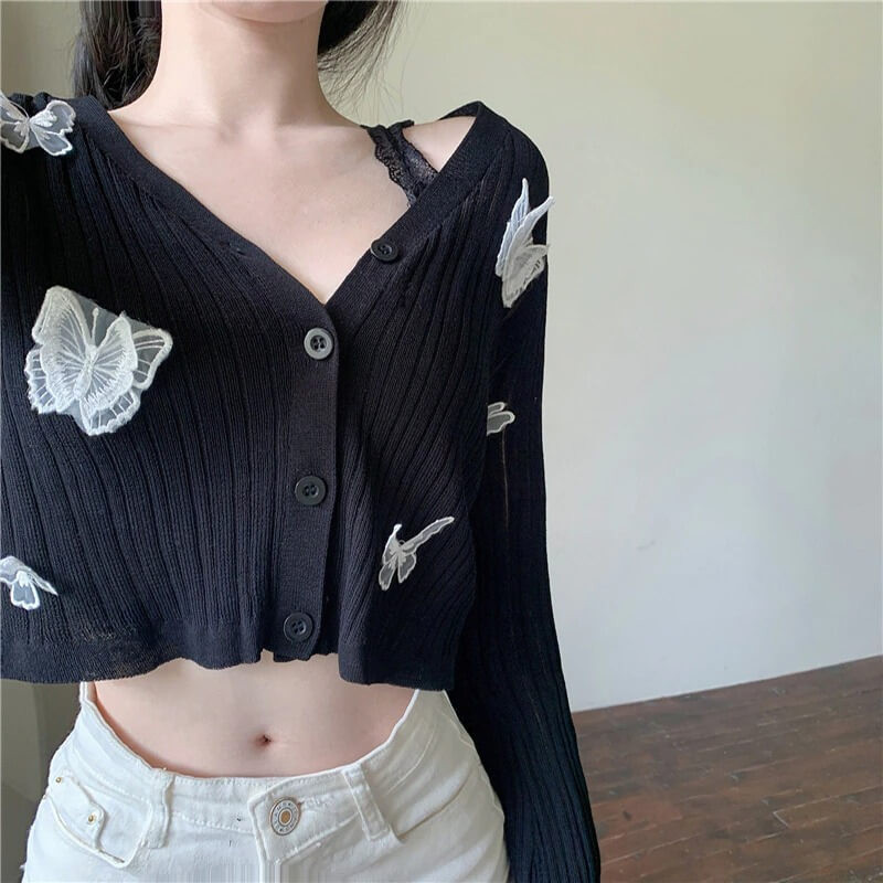 ANGELCORE BUTTERFLY CROP CARDIGAN - Cosmiquestudio.com