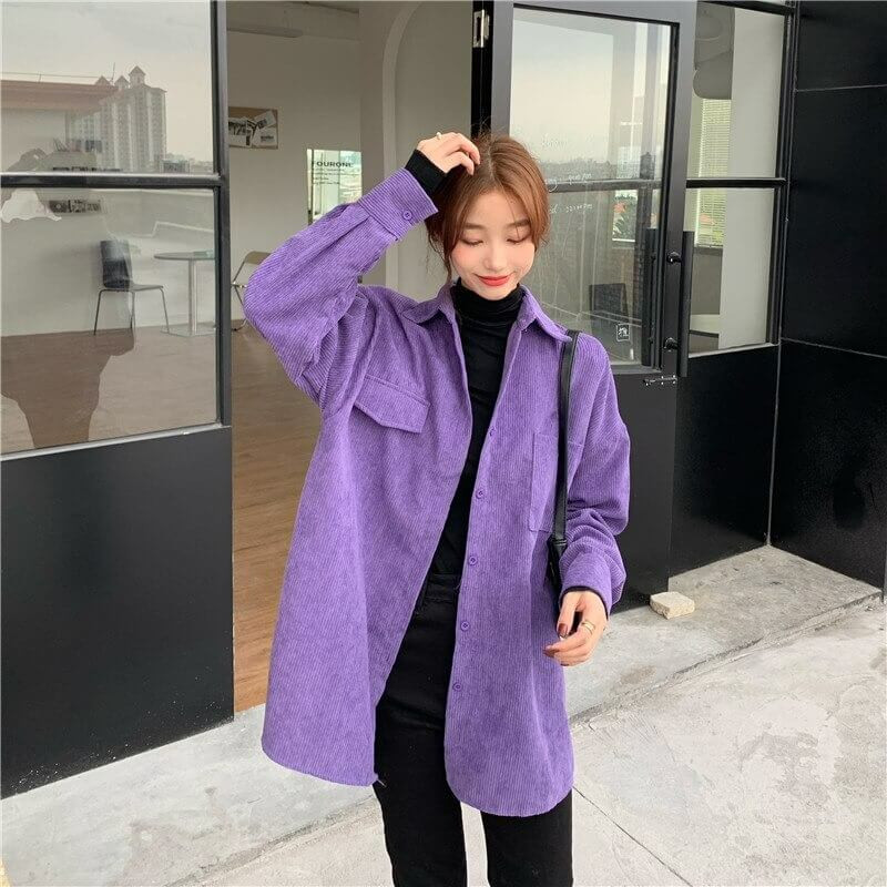 Bf Style Corduroy Purple Shirt - Cosmique Studio