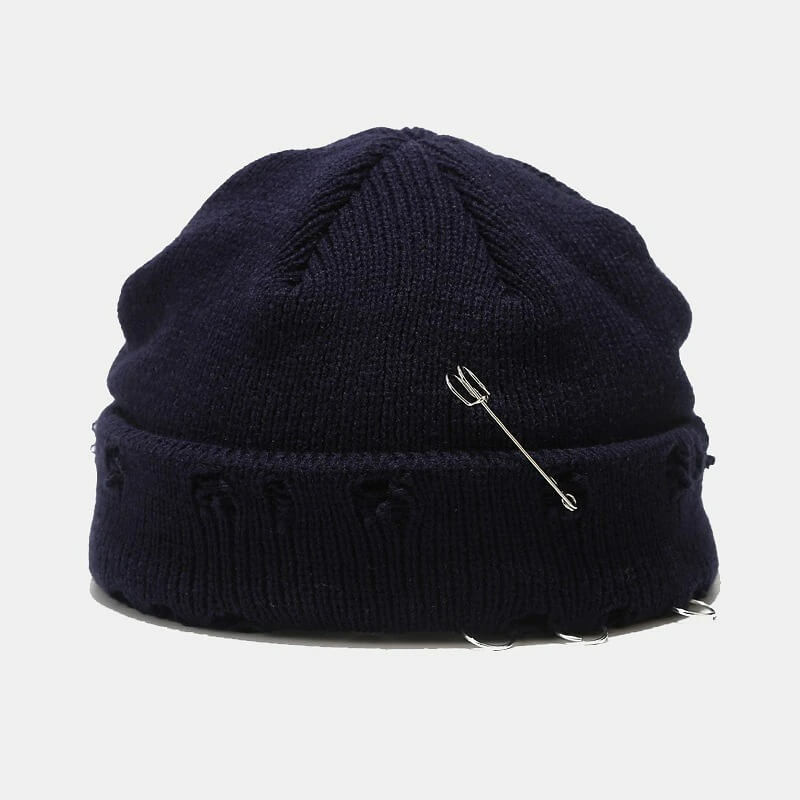 Grunge Distressed Pin Beanie - Cosmique Studio